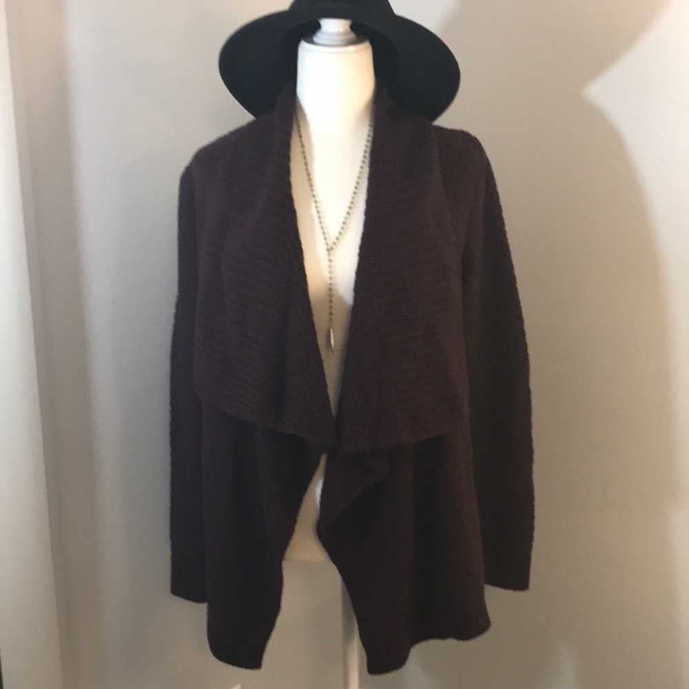 LOFT Maroon waterfall knit sweater